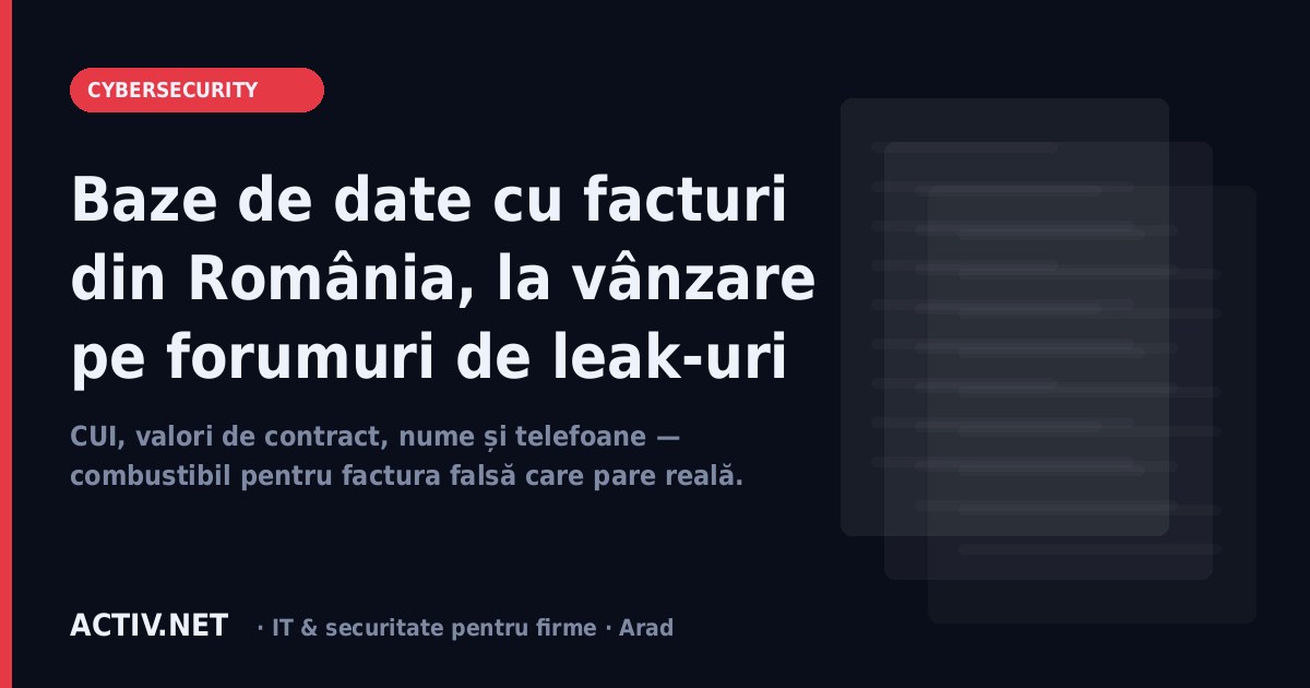 Baze de date cu facturi din România, la vânzare pe forumurile de leak-uri
