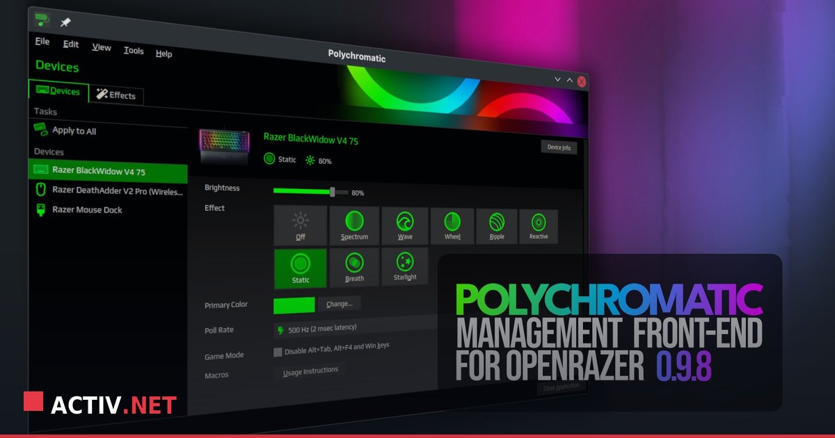 Polychromatic 0.9.8 si controlul RGB pe Linux: ce aduce nou